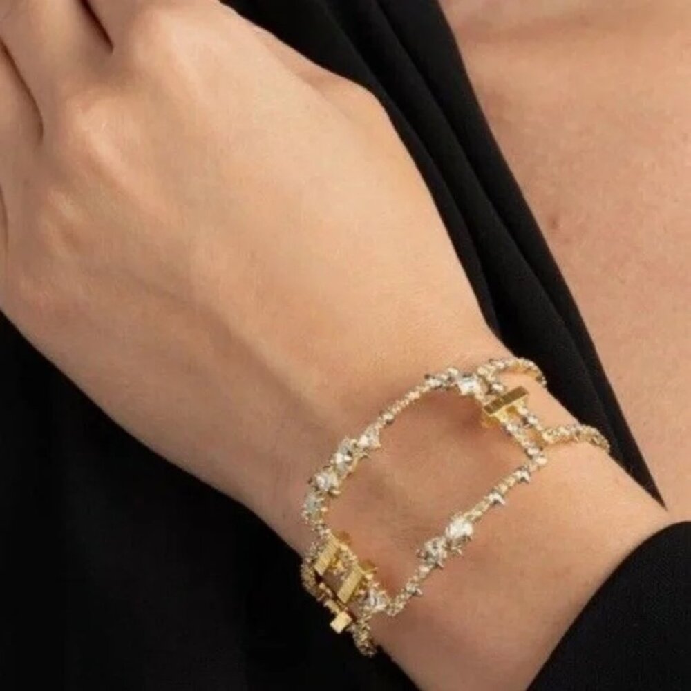 Alexis Bittar Gold Plated Crystal Spur Cuff Bracelet